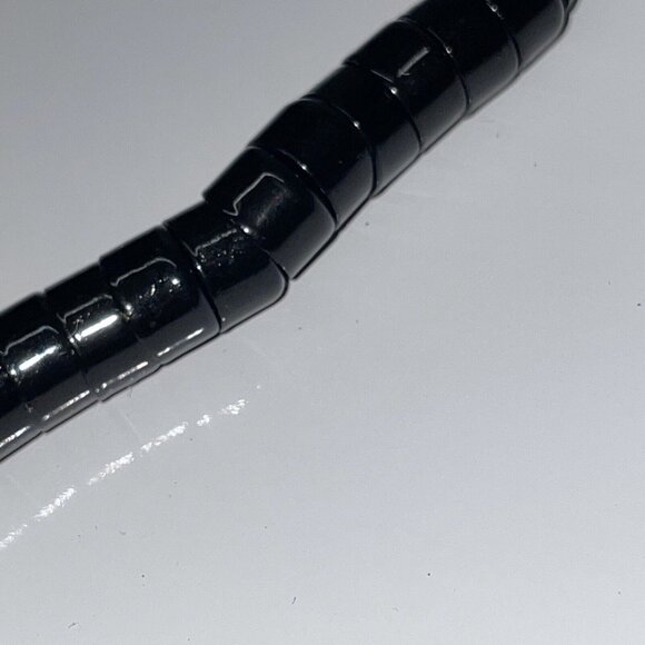 RARE Vintage Black Stacked Snake Beads Long Necklace Unique!   SL17 - Picture 7 of 15